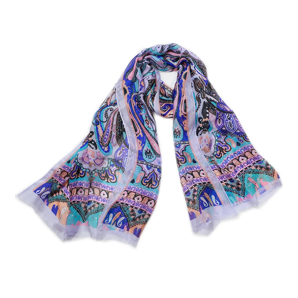 Georgette Silk Scarf Women Paisley Bandana Sjaal Mujer Beach Sarongs Echarpe Fashion Shawls Printed