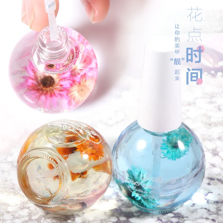 

1 Bottle 15ml Dried Flowers Softener Nutritional Cuticle Oil Treatment Nutritious Gel Polish Cuticle Nail Art Tool Nail Care Oil