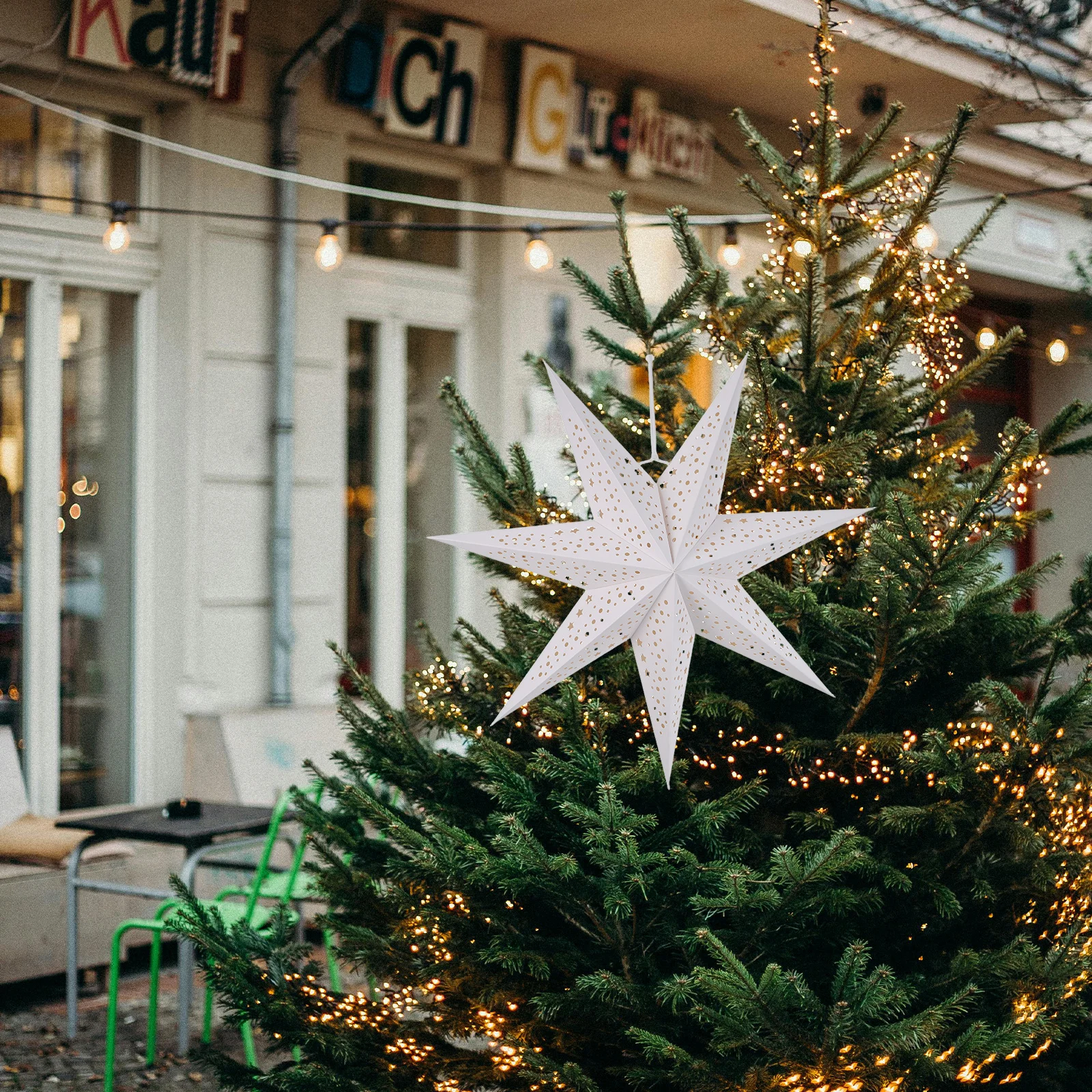 

3Pcs Paper Star Lantern Lampshade Seven- Shape Hanging Pendant Light Xmas Lantern Lamp Shade Decorative Ceiling Lamp