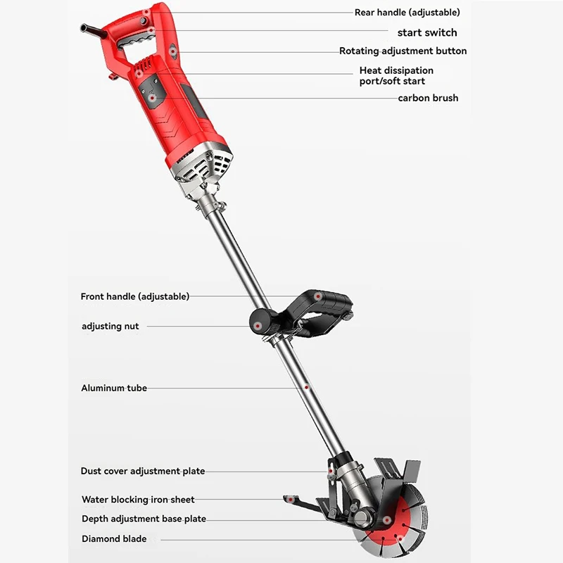 Concrete Brushless Slotting Machine 220V 8000W Long Pole Wall Slotting Machine