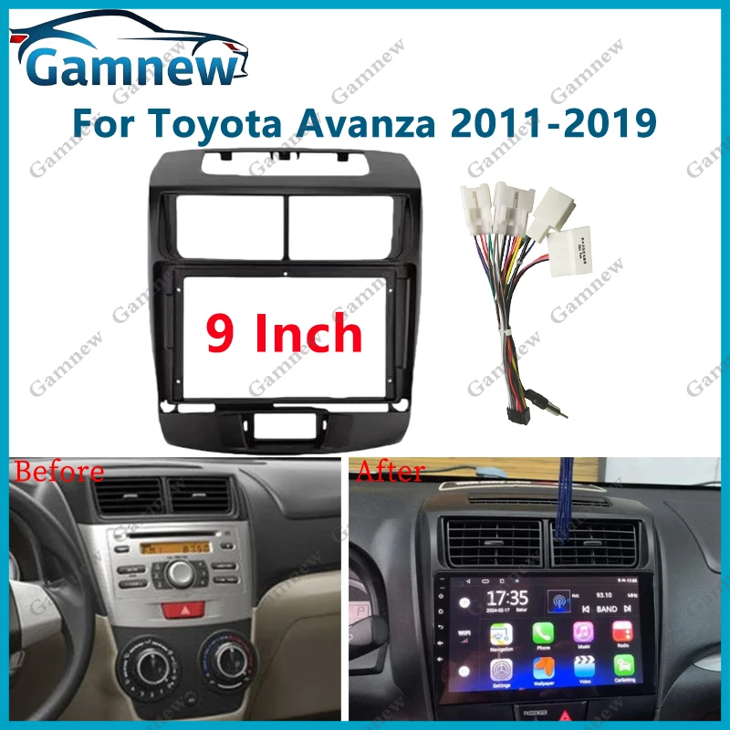 

9 Inch Car Radio Fascia Frame Adapter For Toyota Avanza Daihatsu Xenia 2011-2019 Stereo Android Radio Dashboard Kit Face Plate
