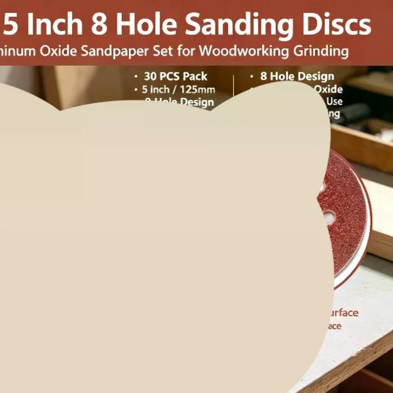 30PCS Universal 8 Hole Sanding Discs 125mm Sandpaper For Metal Wood Glass Sander Polishing Pads Home Abrasive 60~240 Grit