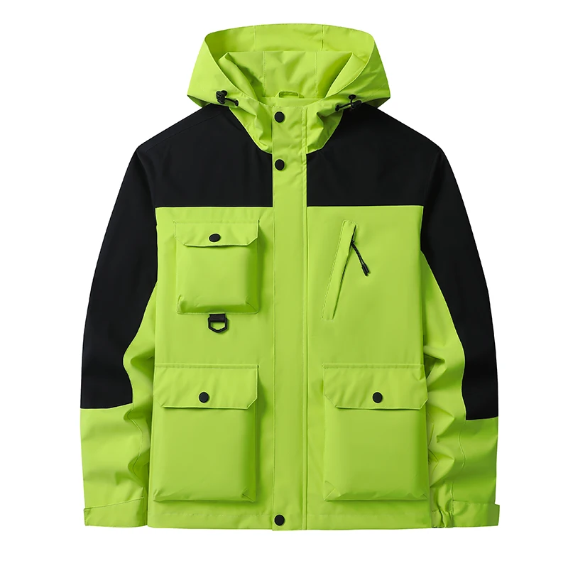 Men Spring Autumn Hooded Jacket Waterproof Windproof Down Jacket Men Patchwork Hiking Mountaineering Suit Outdoor Sport Jacket