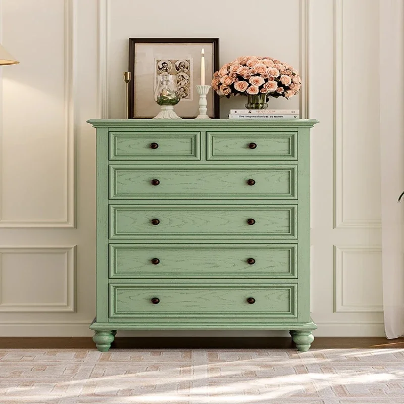 

Retro living room storage cabinet storage six bucket cabinet solid wood side cabinet against the wall