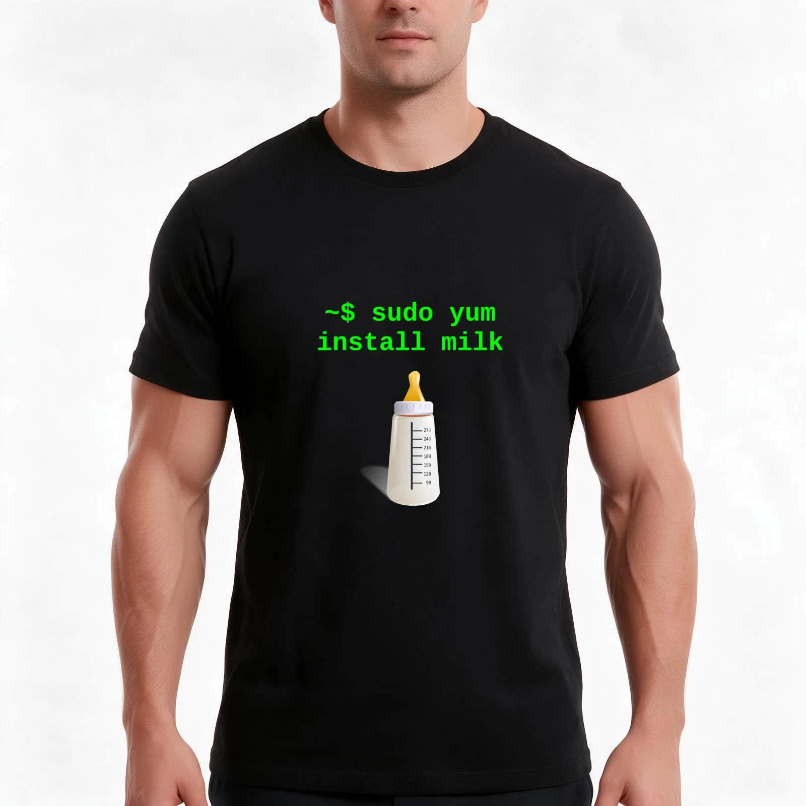 Linux Baby sudo yum install milk T-Shirt, Summer Casual Cotton Tee, Oversized Streetwear Tops, Vintage Graphic Print
