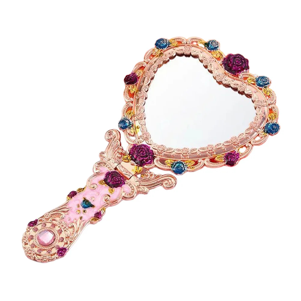 

Portable Hand Mirror for Women Heart Shaped Mirror Long Lasting Sturdy Material Decorative Gift Option