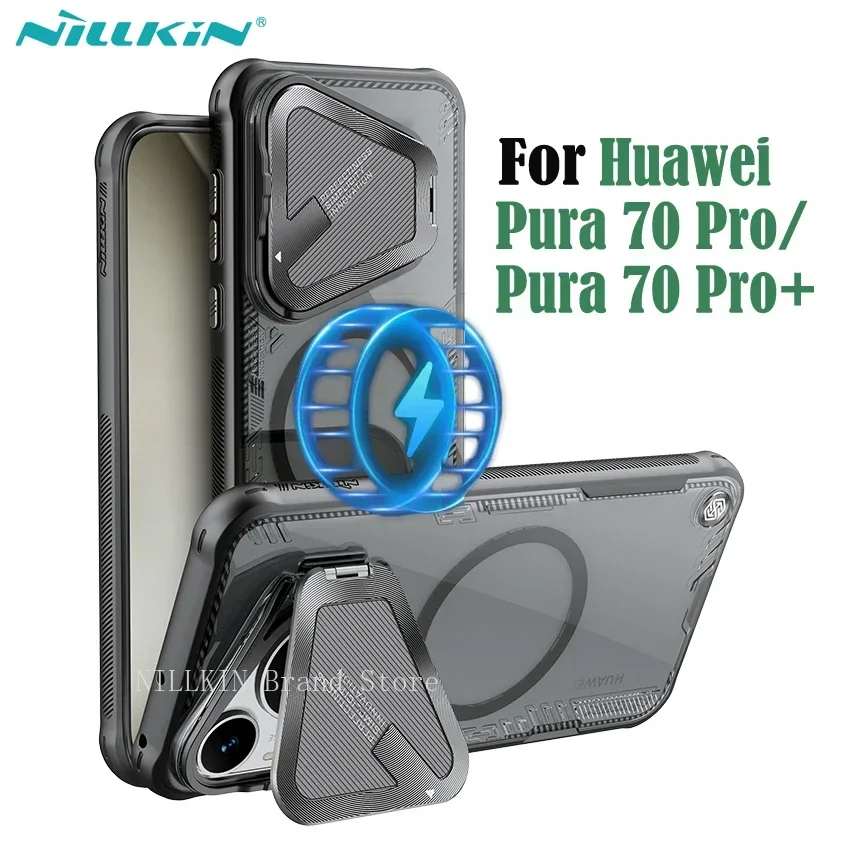 

Чехол MagSafe для Huawei Pura 70 Pro/Pura70 Pro+ Plus NILLKIN Iceblade, прозрачный магнитный чехол с откидным держателем, чехол для камеры