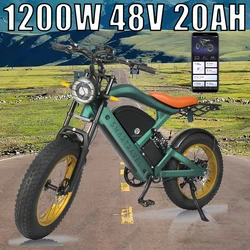 All-terrain Electric Bike 1200W Motor 48V20AH Battery 20*4.0 Tire Mountain E-bicycle 52KM/H Urban E-bicycle Electric motorcycle