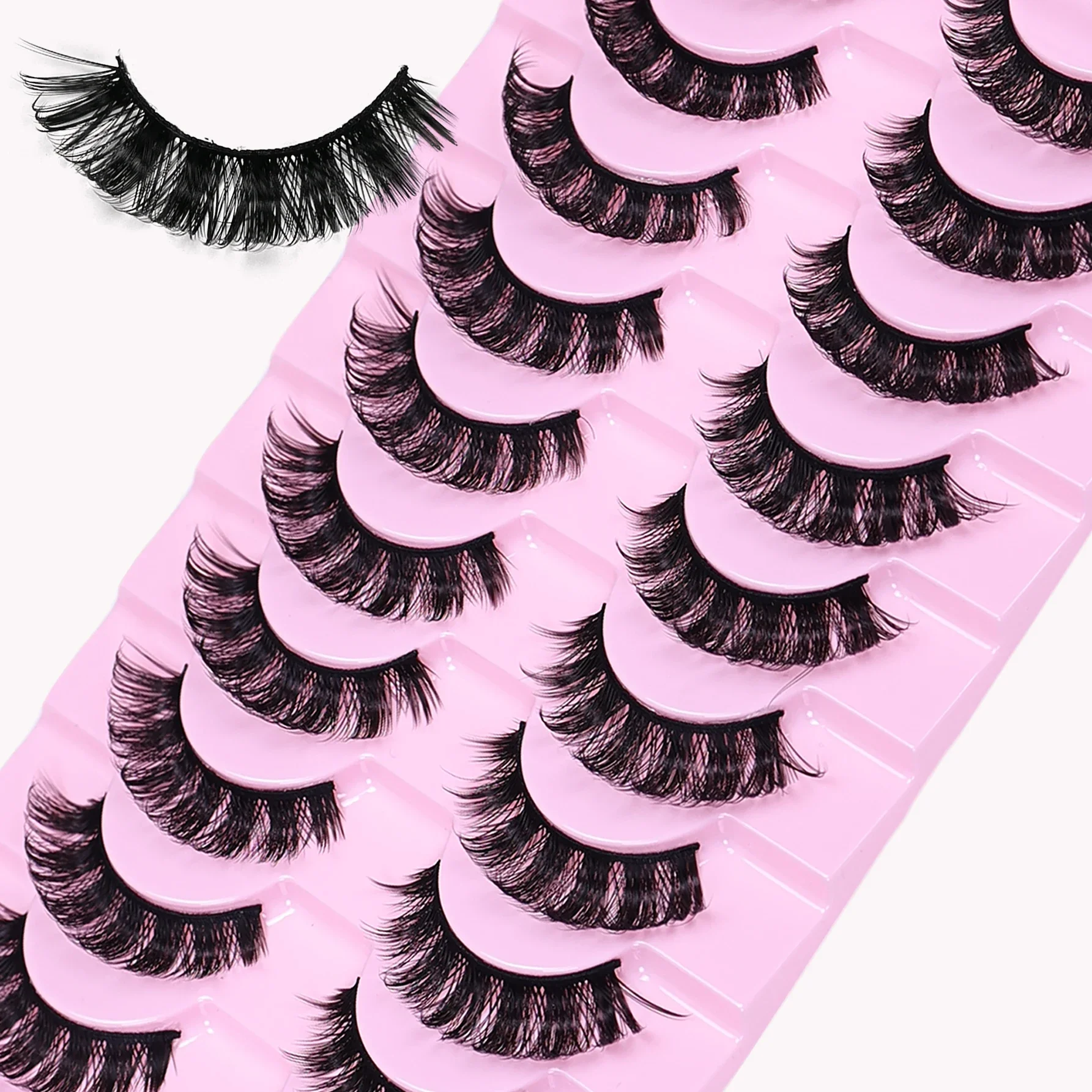 10 Pairs DD Curl Russian Strip Lashes Fluffy Volume False Eyelashes DD Curl Dramatic Messy Faux Mink Make Up Fake Lashes