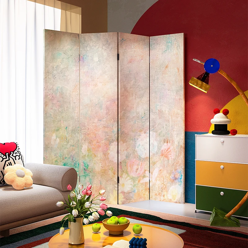 

Screen partition living room dining room entrance porch block home folding mobile decoration background Memphis fold screen