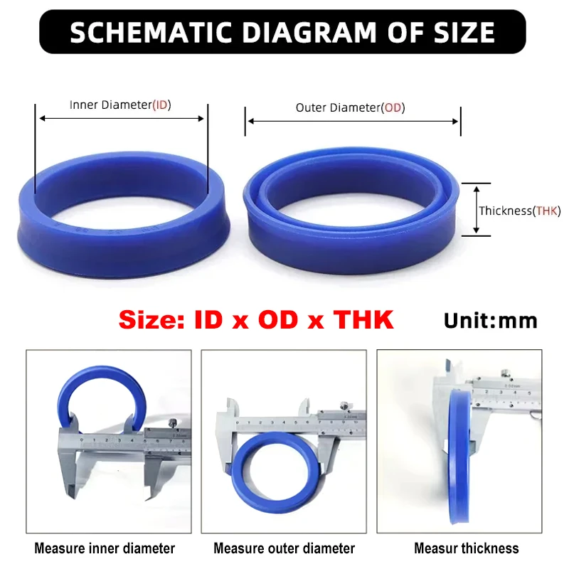 5/10PCS Blue UN Oil Seals ID 20/22/24/25/28/30mm PU Polyurethane Hydraulic Radial Shaft Piston Rod U Lip O Ring Sealing Gaskets