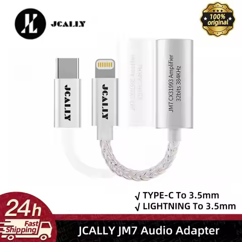 JCALLY JM7 Earphone Adapter Line USB TypeC To 3.5mm Digital Audio Cable DAC CX31993 For Android Adapter Decode Amp 32bit/384KHz