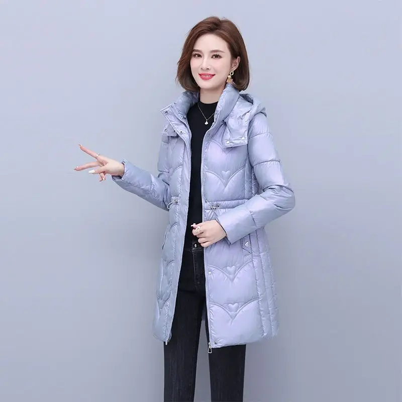 

Women's Winter Parka 2023 New Bright Surface Fashion Elegant Versatile Ladies Coat Comfortable Casual Loose Female Jacket