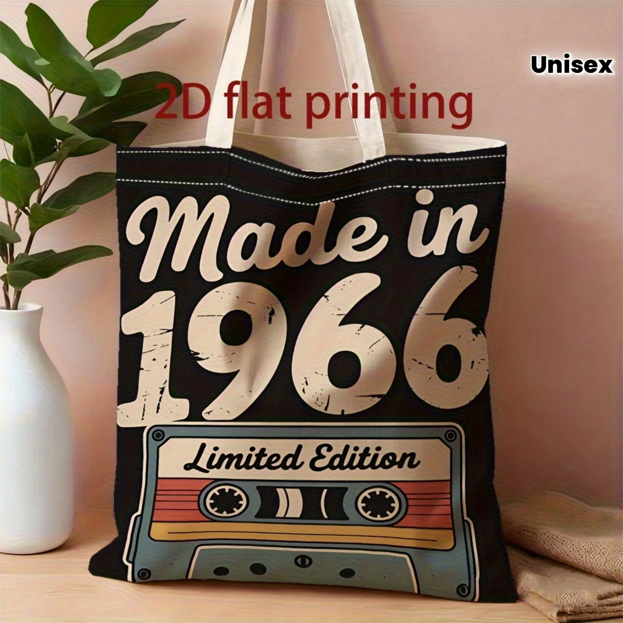 1pc "Made in 1966" Vintage Cassette Tape Print Reusable Canv