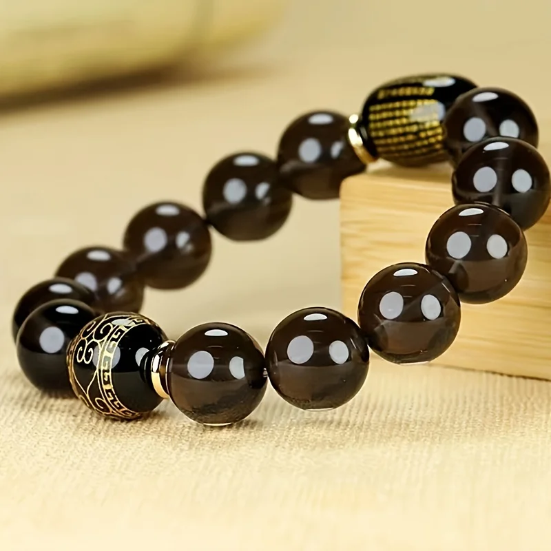 

Natural ice obsidian natal Buddha zodiac bracelet men's genuine obsidian women's Buddha bead bracelet