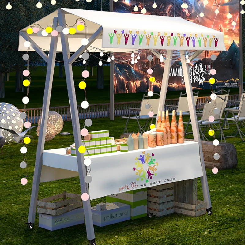 

Mobile foldable booth display stand Customized outdoor shed Internet celebrity stall stand Metal float Night market stall