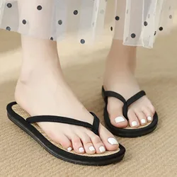 Women Flat Flip-flops Slippers Comfortable Non-slip Sandals Bamboo Rattan Flip Flop Home Bathroom Fashion Slippers Zapatos