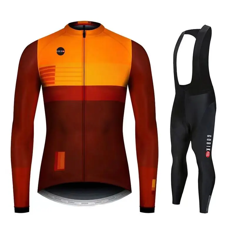 Gobikful-Breathable Long Sleeve Cycling Set for Men, Mountain Bike Clothing, Bicycle Jerseys, Autumn Clothes