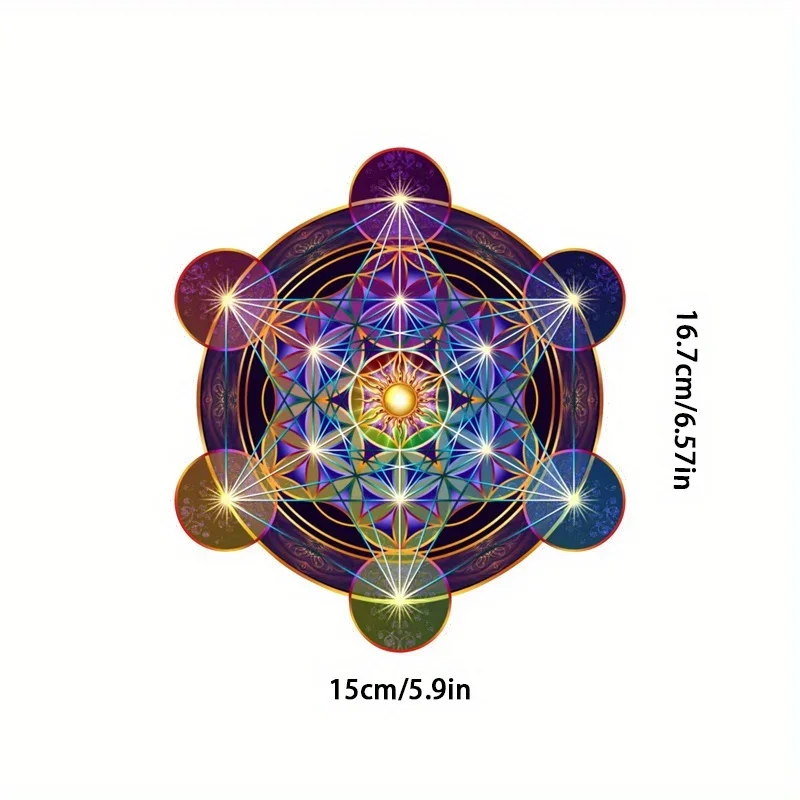 Metatron Cube Geometric Vinyl Decal Waterproof Durable Sticker for Car Bumper Exterior Auto Body Window Decor