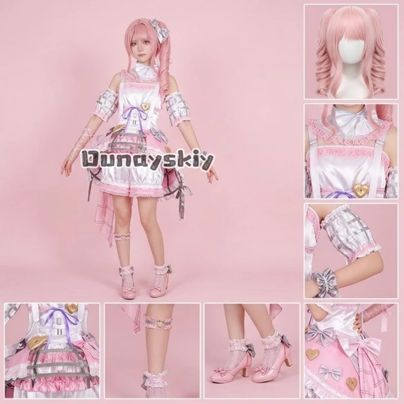 秋山美月コスプレ衣装-pjsk-かわいいピンクロリータドレスパーティースーツウィッグ役割パーティーロリータハロウィンカーニバル制服