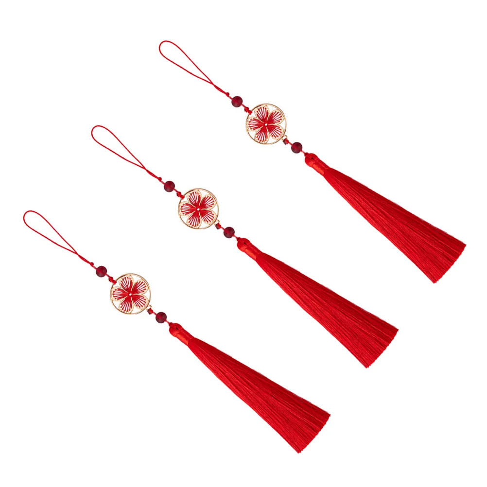 

3 Pcs Pendant Hanging Tassel Retro Decorations Diy Red Tassel Lightweight DIY Bookmark Handmade Car Door Hanfu