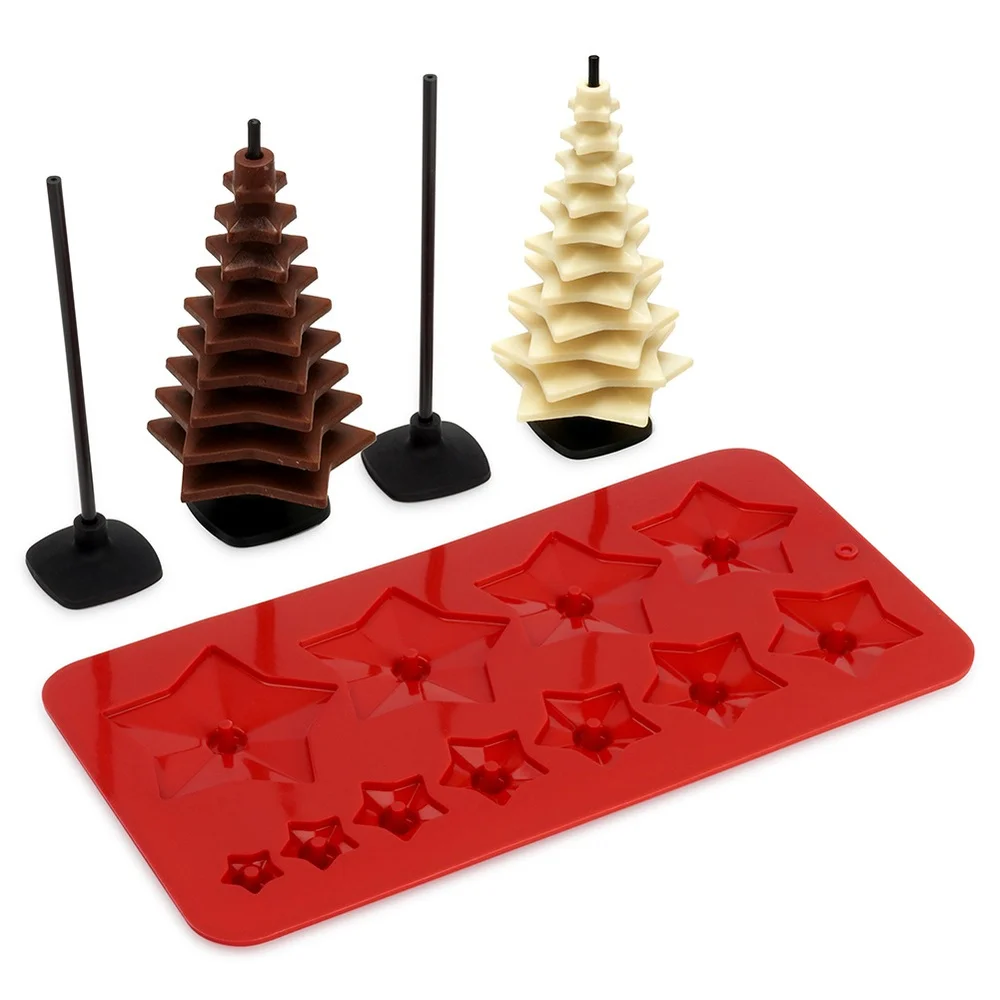 Chocoladevorm siliconen kerstboom 9 EL.