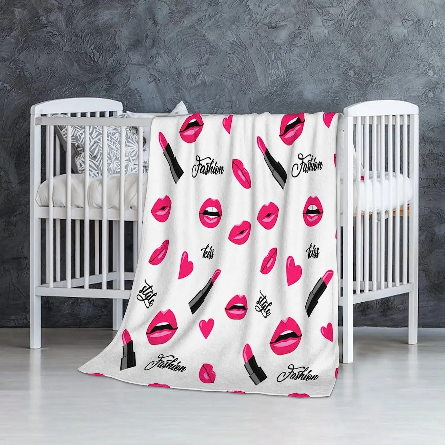 Lipstick Lips Throw Blanket Rose Red Love Sexy Lips Throw Blanket Bed Couch Sofa Travelling Camping Super Soft Blanket