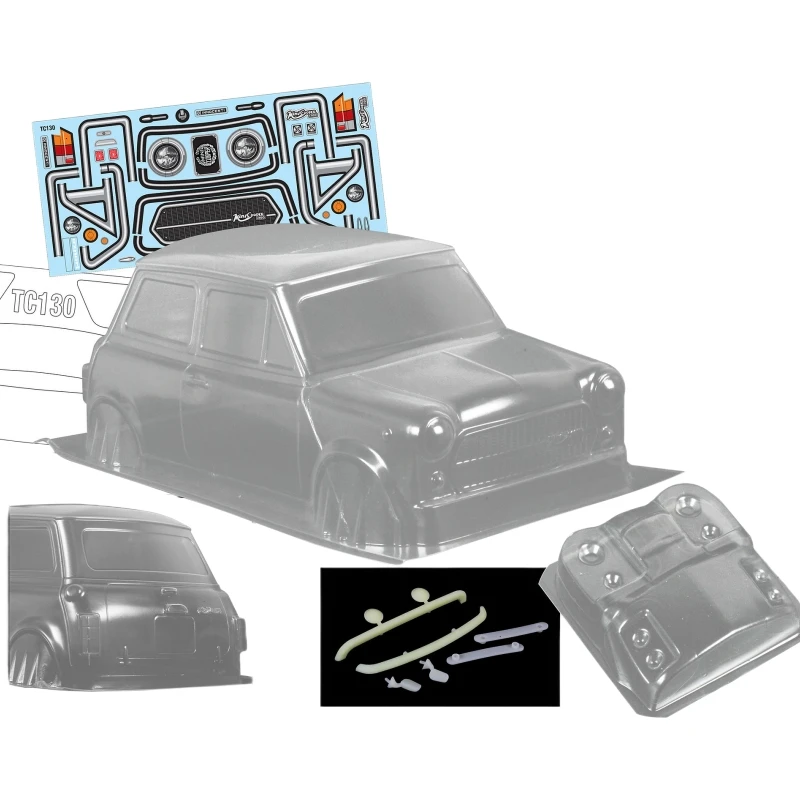 

1/10 Rc Touring Car Bodies Clear Lexan Body Shell W/Light Buckles and 3D Front/Rear Bumper/Mirrors for Rc Drift Car