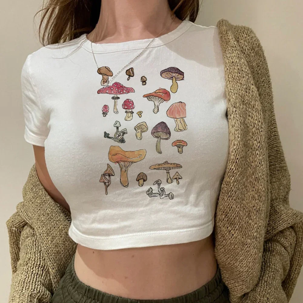 Mushrooms goth trashy fairycore crop top Female fairycore gothic  cute hippie crop top t-shirts