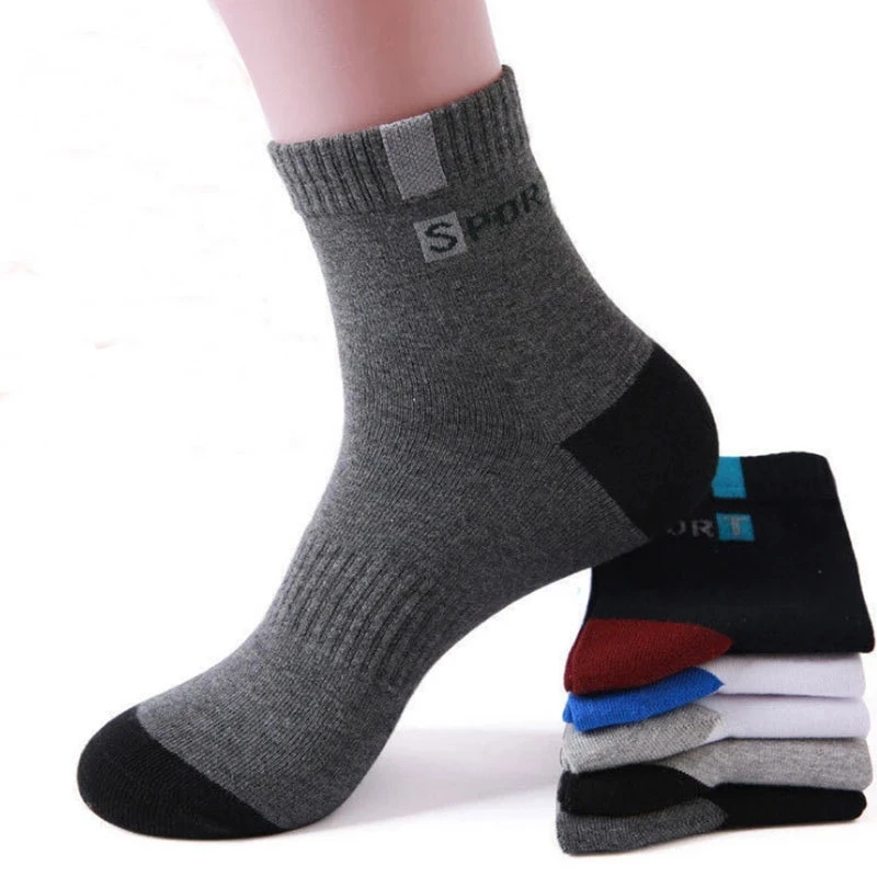 Men's Mid-Calf Socks 5 Pcs Winter Men's Footwear Comfortable Breathable Cotton Socks for Men's Daily Wear