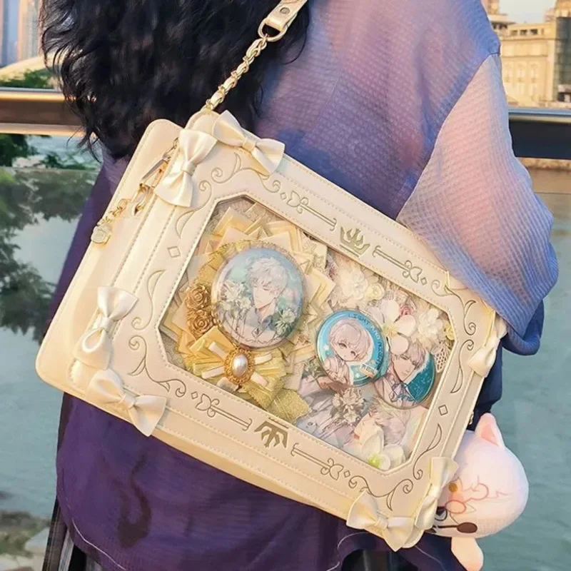 ACGN Badge Frame Itabag 2024 Vintage Y2K Single Shoulder Crossbody Bag Girl Peripheral Transparent Small Square Crossbody Bag