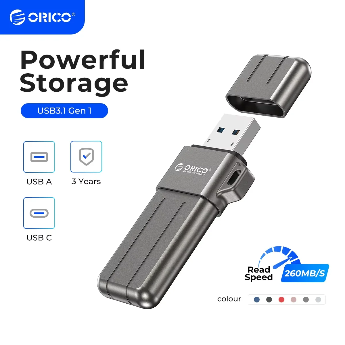 

ORICO 64 128GB USB 3.2 Pen Drive 260MB/S Aluminum USB Flash Drive 128GB 64GB 32GB Colorful Pendrive for Type-C Android Micro/PC