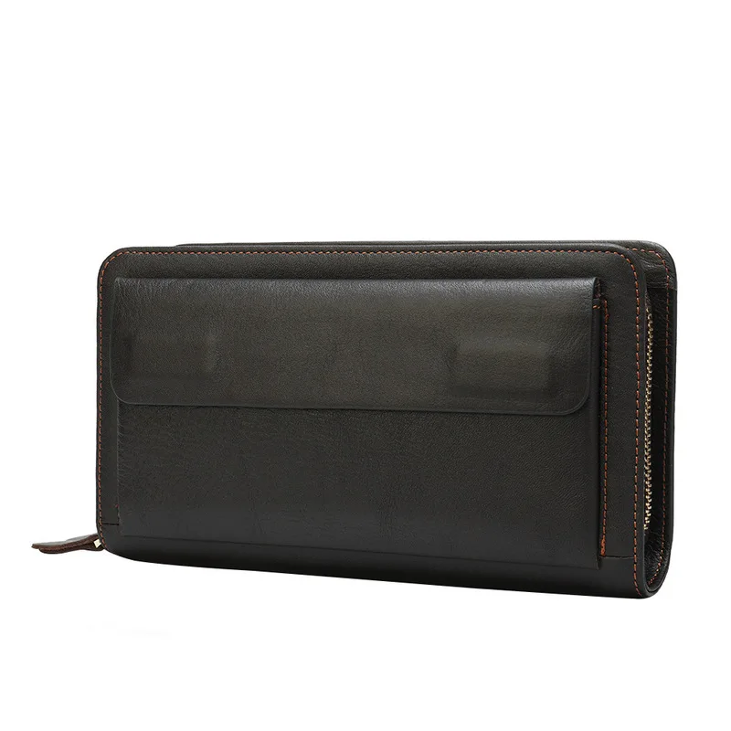 New model Men's business handbag, clutch purse, genuine leather wallet with multiple card slots, top-grade cowhide phone case