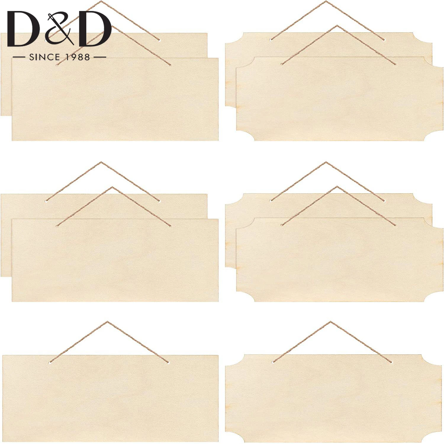 

10Pcs/Set Unfinished Wood Sign Blank Rectangle Hanging Wooden Plaque Sign With Rope For Painting Writing DIY Home Crafts