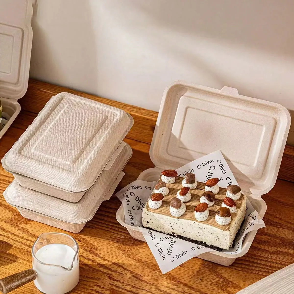 Chabatta packaging box, paper-packed sandwich, hamburger, hand cake, cake, tiramisu, disposable lunch box with lid