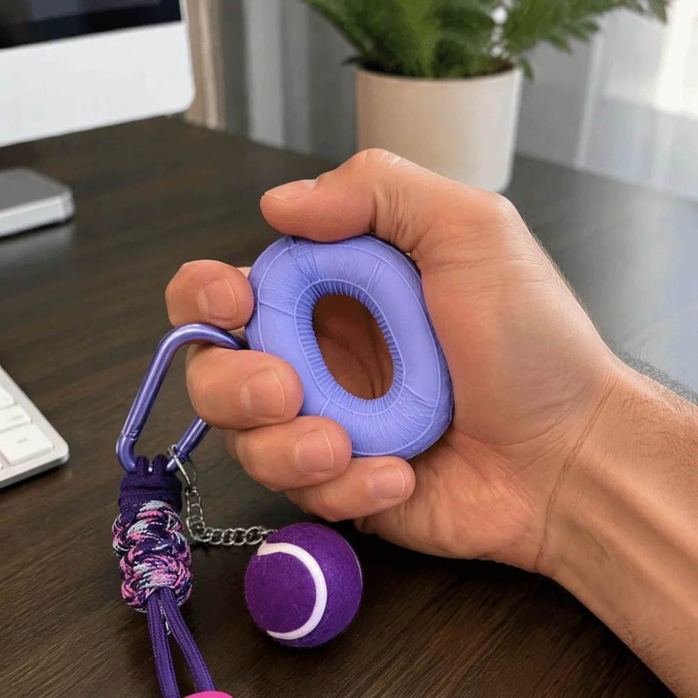 Soft Squeezable Material Grip Strength Trainer Tennis‑Shaped Creative Design Stress Relief Squeeze Ring Hand Finger Exercise