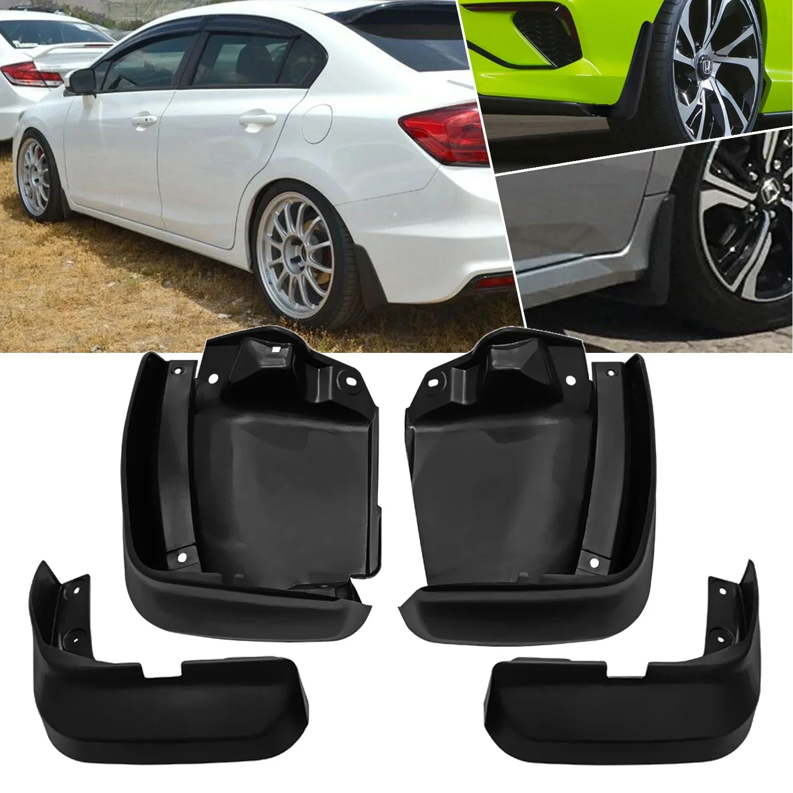 

Black Mudflaps Flaps Splash Guards Mudguard Wheel Fender Front Rear Mud Guard Set For Honda Civic Sedan 2012 2013 2014 2015