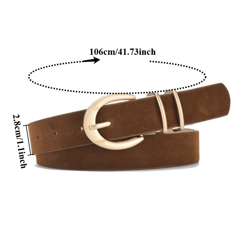 Fashionable Minimalist High-Quality Women’s Belt Trendy Retro Style Unique and Versatile Smooth-Finish Buckle Denim Leather Belt