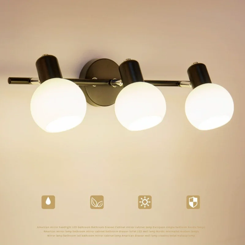

Nordic LED Wall Lamp Modern Mirror Wall Light Indoor Light Room Decor Sconces For Bedroom Bathroom Living Room Adjustable Light