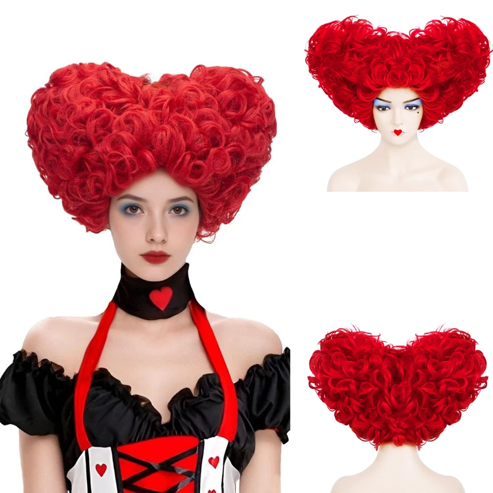 

Red Queen Love Cosplay Wigs Christmas Halloween Party Anime Alice's Adventures in Wonderland Role Playing Prop Wig