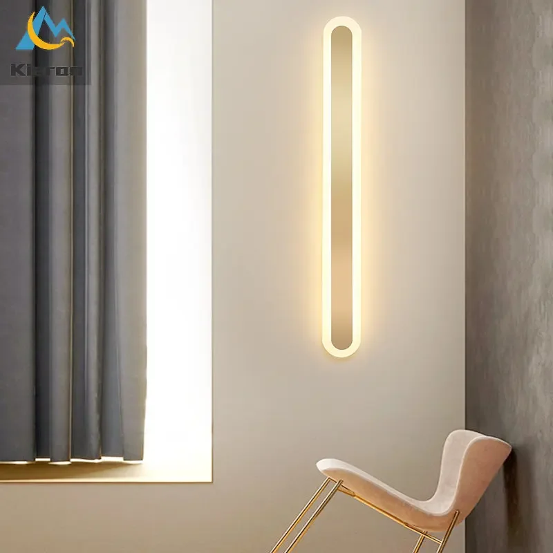 Imagem -04 - Modern Minimalista Long Strip Led Lâmpadas de Parede Quarto Cabeceira Luzes de Parede Escada Sala de Fundo Quarto Decoração Luzes de Parede