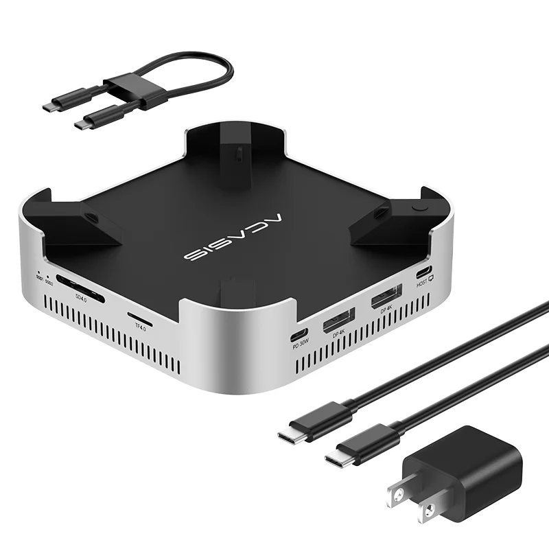 Acasis 40Gbps USB-C dockingstation | Dubbele M.2 NVMe SSD 16TB Max. ondersteuning USB-A-poorten DP4K144Hz (enkele) TF/SD voor Mac Mini M4/M4Pro