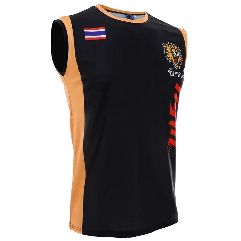 Muay Thai Sanda Sleeveless Quick Dry Gymnastics Boxing Suit Jujutsu Running Training MMA Camping Fighting Sports Top Gym