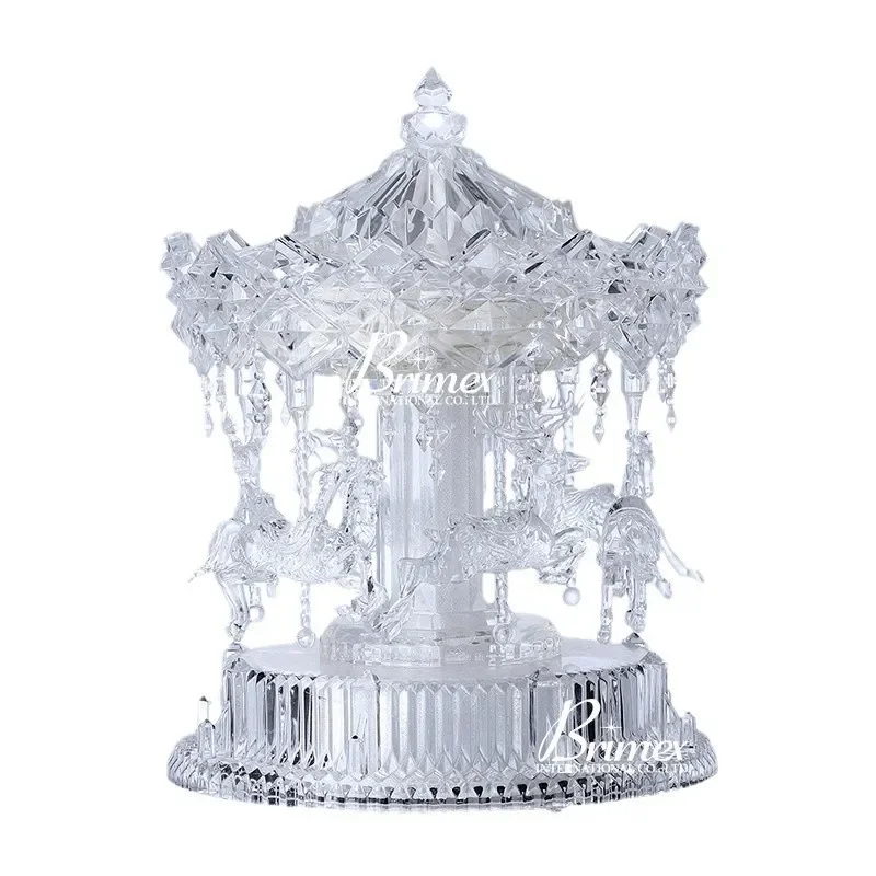 

Spot transparent rotating light luxury plexiglass crystal luminous carousel ornament office hotel ornament