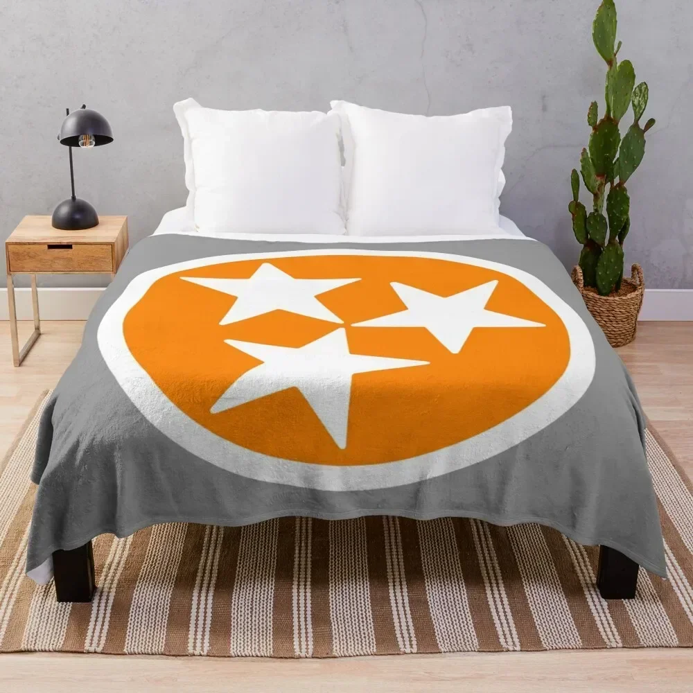 

Orange & White Tri-Star Throw Blanket christmas decoration manga Flannel Fabric decorative Blankets