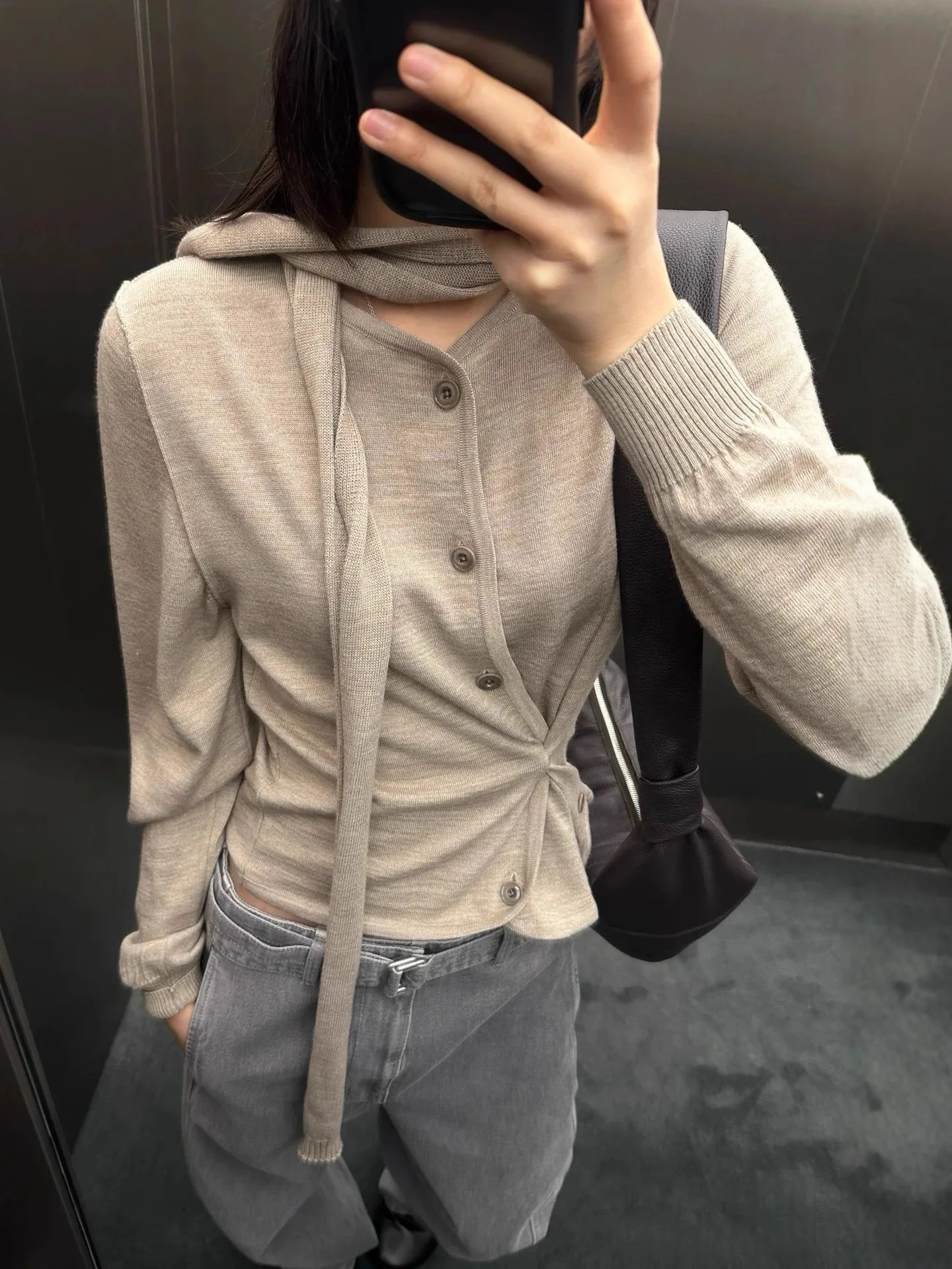 Cárdigan de lana asimétrico con fajín y botones para mujer, estilo casual, manga larga, cuello redondo, color sólido, otoño i...