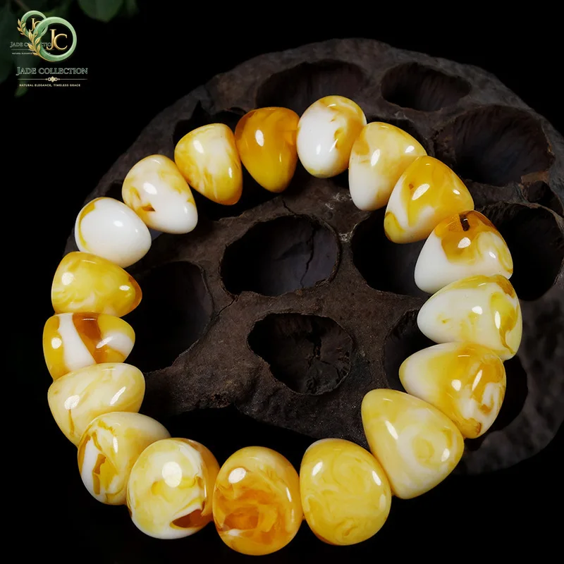 Natural Amber Bracelet Women Healing Gemstone Fine Jewelry Accessories Genuine Baltic Amber Bracelets Old Beeswax Bangles