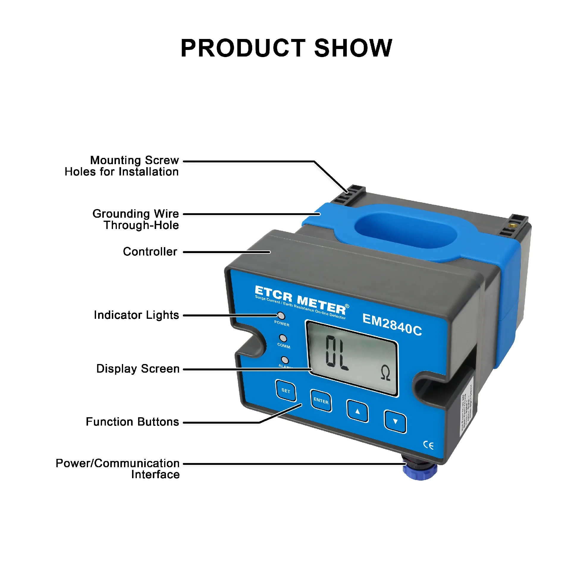 ETCR2840C EM2840C Lightning Strike Current Earth Online Detector Intelligent SPD Lightning Monitoring Module 200Ω 20A RS485
