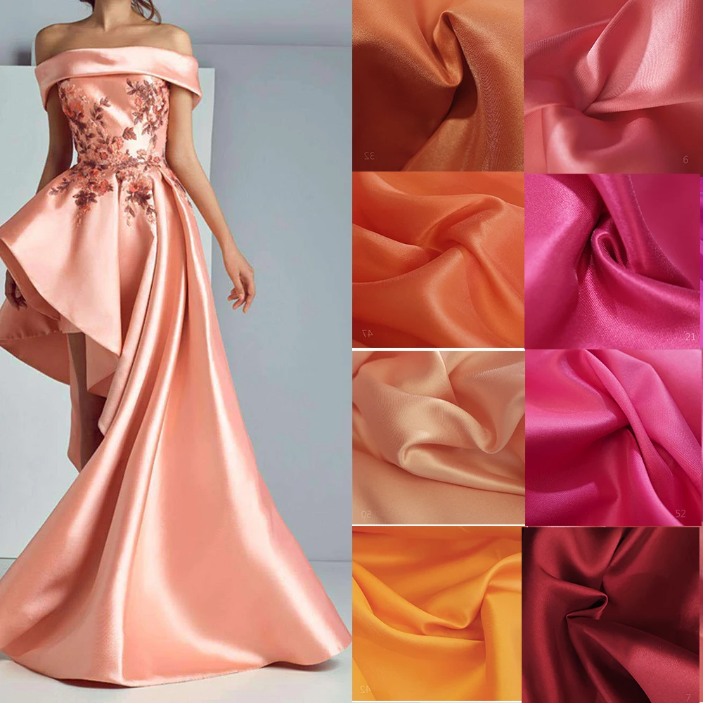

35 color twill satin Mikado fabric sewn wedding dress evening gown fluffy dress stiff and three-dimensional fabric