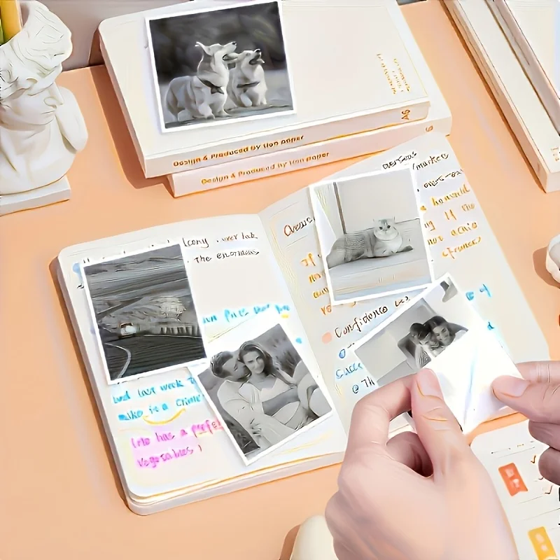 50 Rolls Matte Thermal Paper - Self-Adhesive Labels for Portable Printers, Home/Photo/Notes/Study Refills, 57mm White Finish